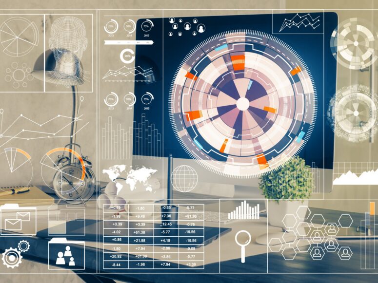 Double exposure of computer and technology theme hologram. Concept of freelance work. Double exposure of computer and technology theme hologram. Concept of freelance work.